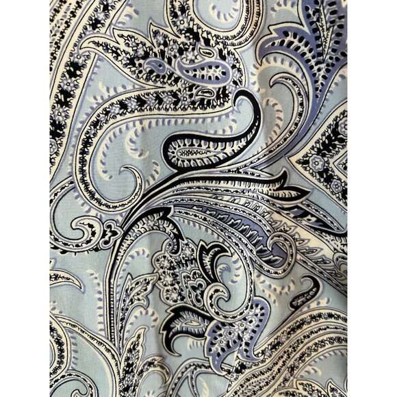 Chaps Classics Women’s Large Short Sleeve Blue Paisley Cotton Blouse - Picture 4 of 10
